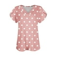 thumbnail image 4 of T-shirts Décontractés à Pois pour Femmes, Col Rond, Manches Courtes, Mode 2024 Printemps Été, Coupe Ample, Rose-G L, 4 of 6