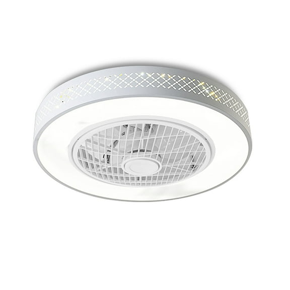 White Ceiling Fan Light, 7 Hidden Fan Blades, 3 Wind Speeds, Remote Control, Energy-Efficient LED, Stepless Brightness, Modern Design