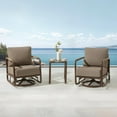 thumbnail image 4 of MBY 3-Piece Aluminum Patio Set with Swivel Rocking Chairs and Coffee Table, 6.7" Cushions, All-Weather Outdoor Furniture for Garden, Deck, or Poolside-Brown, 4 of 10