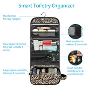 Fintie Portable Toiletry Cosmetic Travel Bag, Large Water Resistant Hanging Makeup Organizer Storage Pouch Case for Women Girls (Leopard)