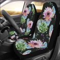 thumbnail image 2 of Juego de 2 fundas de asiento de coche ABPHQTO Flor suculenta cactus Universal, 2 of 3