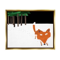 Stupell Industries Snowy Fox Paw Prints Graphic Art Metallic Gold Floating Framed Canvas Print Wall Art, Design by Carla Daly