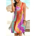 thumbnail image 2 of Vestido corto con estampado de teñido anudado Vestido plisado sin mangas, Morado Gris, XL Advancent AP002087-12, 2 of 7