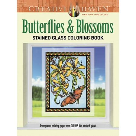 Butterflies & Blossoms Stained Glass Coloring Book