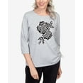 thumbnail image 4 of Alfred Dunner Womens Petite Velour Floral Cut Out Drawstring Hem Top, 4 of 6