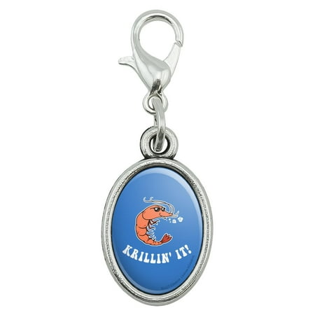 Krillin' It Killing Funny Humor Antiqued Bracelet Pendant Zipper Pull Oval Charm with Lobster (Best Way To Kill A Lobster)