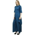 thumbnail image 6 of Phagun Indian Clothing Solid Teal Blue Asymmetrical Kurta Kurti With Palazzo Pant-12, 6 of 6