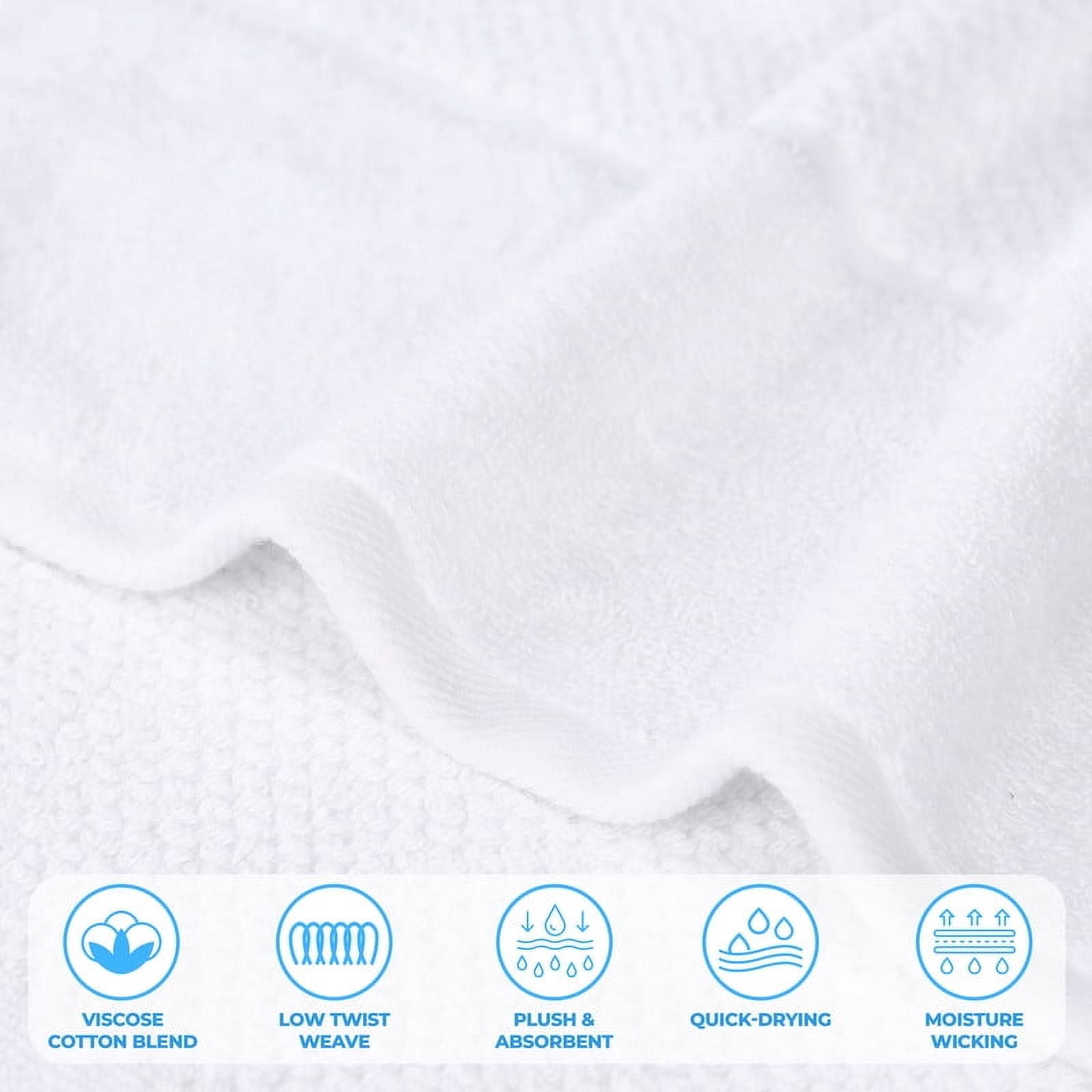 Superior Mile Smart Twist Cotton Medium Weight Bath Sheets, Set of 2, Ultra Absorbant Towels, White
