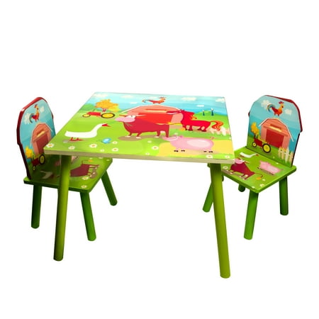 Homeware Kids Wooden Farm Table 2 Chairs Set Walmart Com