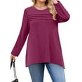 thumbnail image 4 of WellSize Plus Size Women Tunic Tops Casual Crew Neck Long Sleeve Blouses Dressy Pleated Fall Shirts, 4 of 9