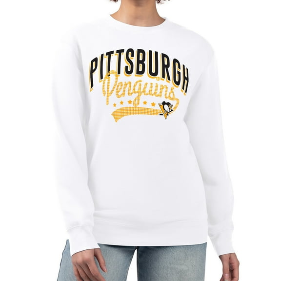 Women's G-III 4Her by Carl Banks White Pittsburgh Penguins Filigree Team Graphic Fleece Pullover Sweatshirt