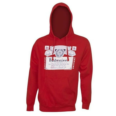 Budweiser Budweiser Bottle Label Logo Red Hoodie - Large