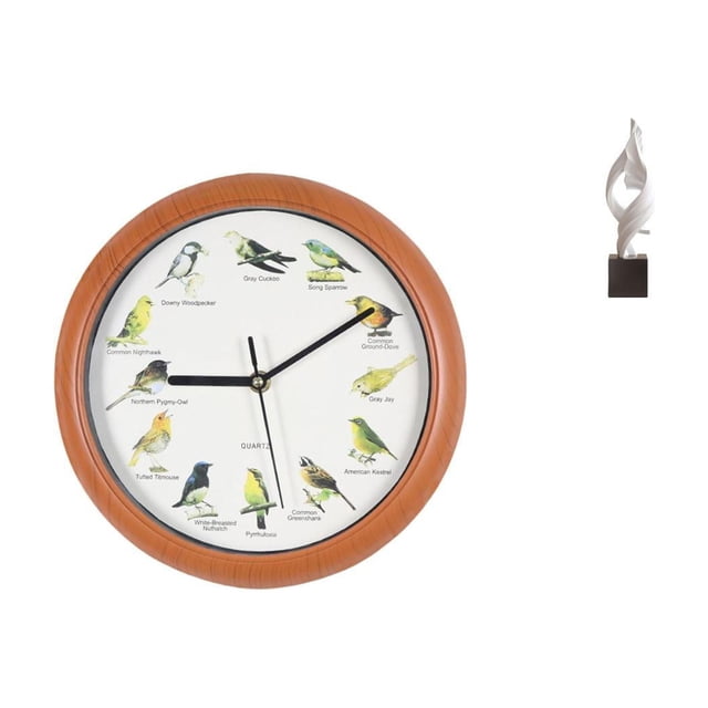 Reloj de pared,Reloj de pared con pájaro cantor Relojes de pared con pájaros,Relojes de pájaros con sonido Reloj decorativo que canta,Estatua de arte abstracto,Estatua de arte abstracto