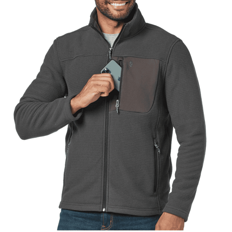 Free Country Men's Dire Wolf Grid Fleece Zip Up Jacket, Double