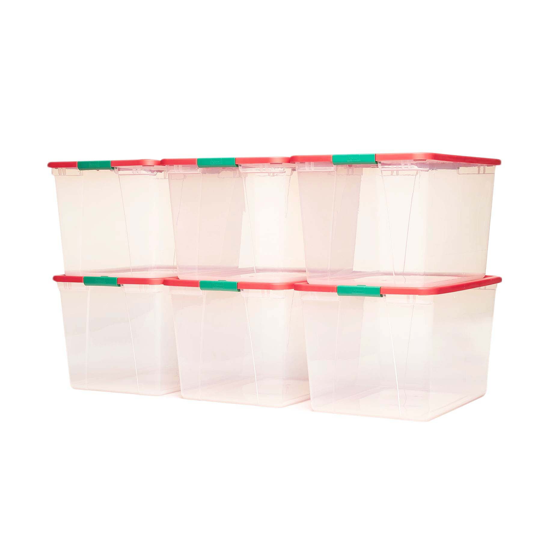 HOMZ Red Lid with Green Storage Handles and Clear Base Plastic  140-Ornaments Storage Box Container (Set of 2) 3450HORGEC.02 - The Home  Depot