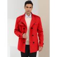 thumbnail image 2 of DARING DIVA Men's Winter Coat Stand Collar Double Breasted Pea Coats 2XL Red, 2 of 6