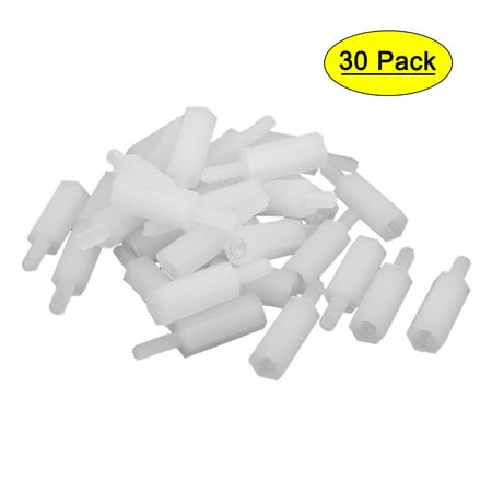 

30 Pcs M2 10mm+5mm Female-Male White Nylon Hex PCB Stand-Off Screw Spacer