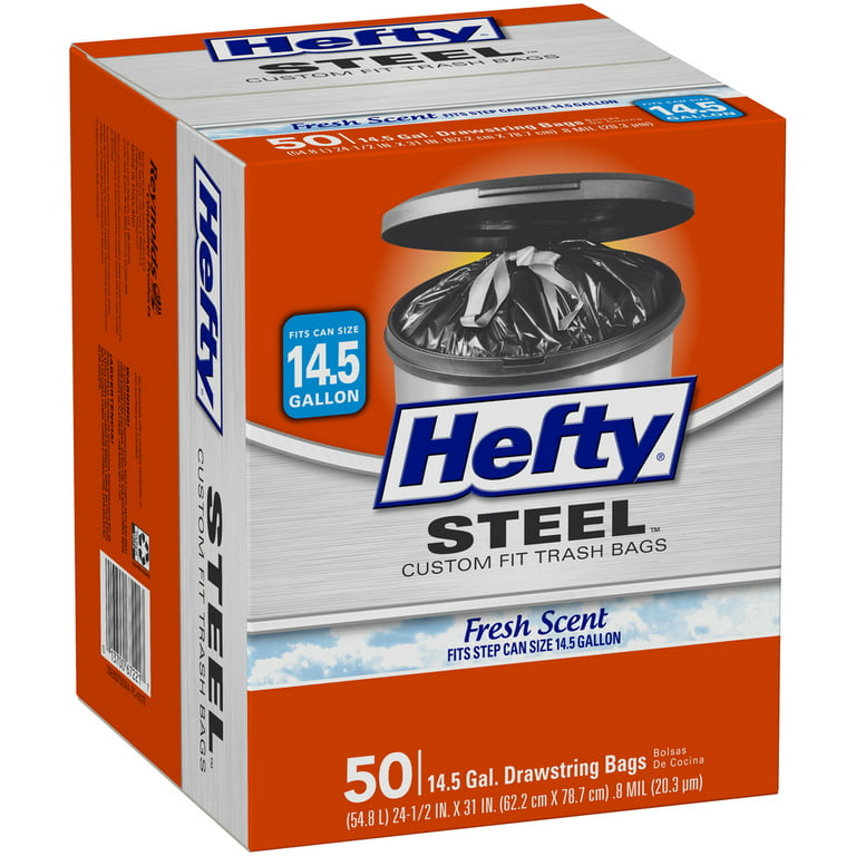 Hefty Steel Trash Bags 3.2 Gallon Drawstring Bags, Custom Fit for Steel  Step Can Size B (1.32 Gallon/5 Liter Round & Oval and 3 Gallon/12 Liter  Round & Oval), 2 Boxes of 20 Bags - 40 Bags Total : : Health,  Household and Personal Care
