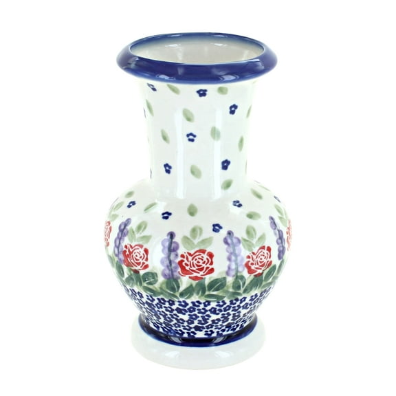 Blue Rose Polish Pottery Indoor Tabletop Roses Are Red Medium Vase