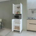 thumbnail image 2 of Kitchen Island Furniture White Double Cabinet Kitchen Pantry with Open Storage,Dining Kitchen Carts, 2 of 7