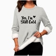 thumbnail image 1 of Npasoilc Hauts pour Femmes T-Shirt d'Hiver Imprimé à Col Rond à Manches Longues en Laine d'Agneau Chaud de Base, 1 of 3