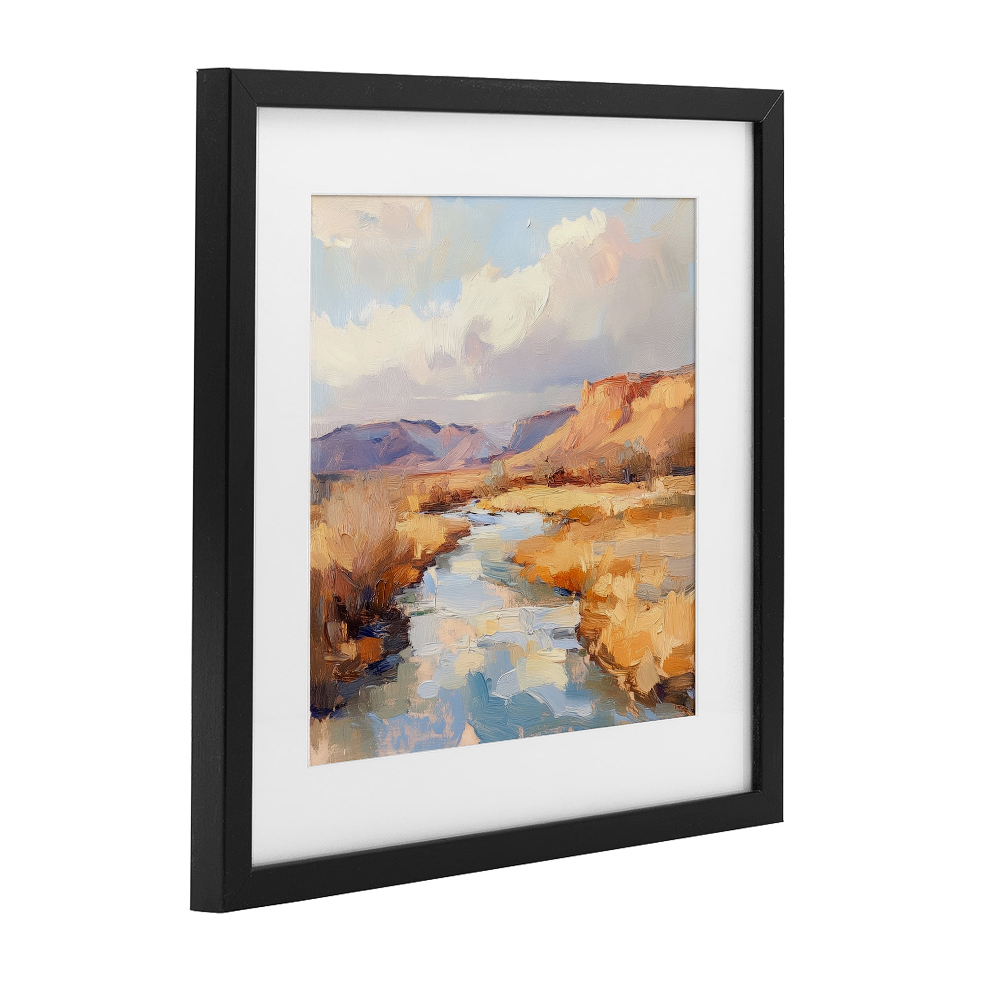 Stupell Industries Plateau River Evening Glow Black Framed Print Under Glass, design by Petal Prints Design