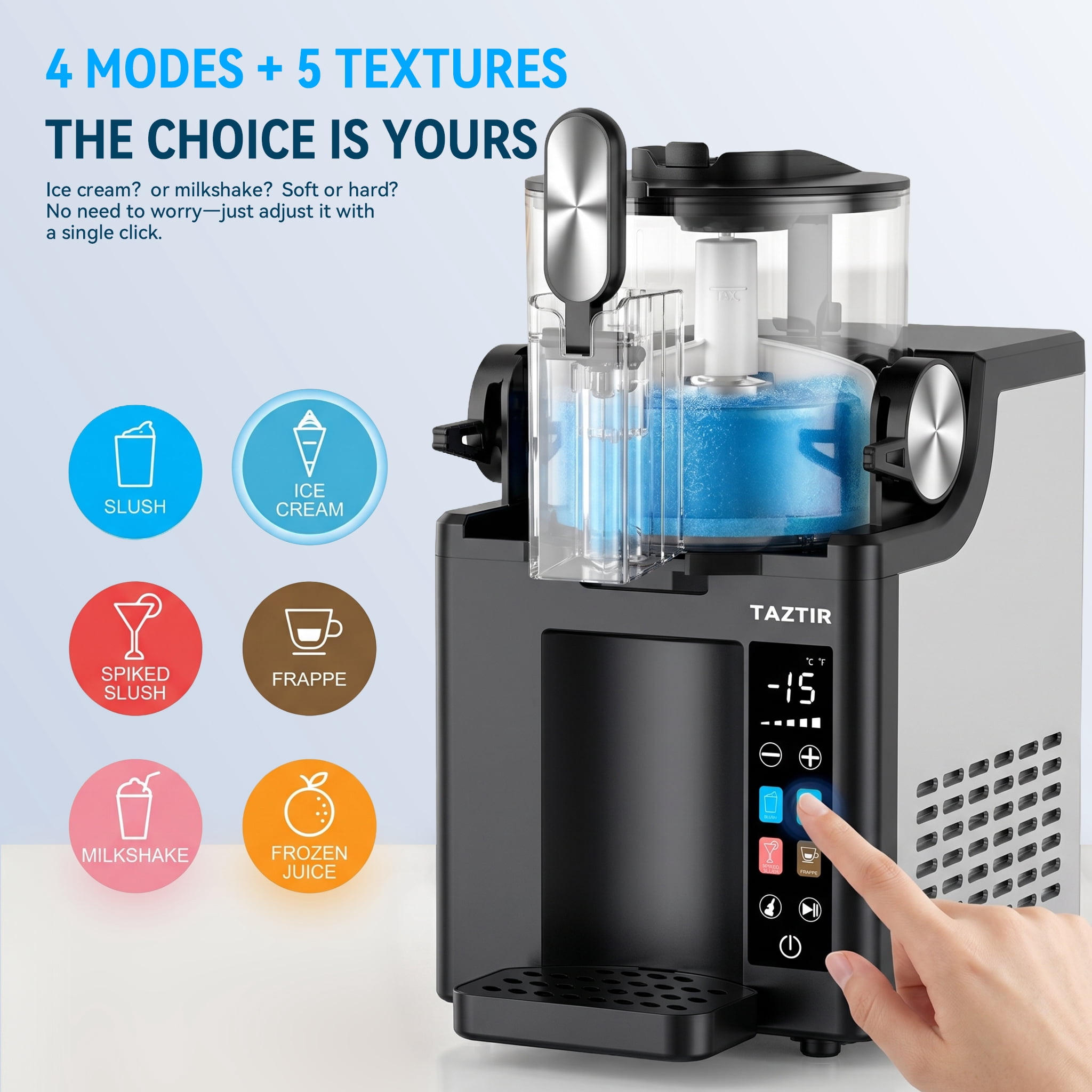 Slush & Ice Maker Machine Suitable for Ice Cubes & Slushy Drinks, Fast 9-Minute Ice Production, Compact Self-Cleaning Countertop Ice Maker for, Backyard BBQ, Camping, Parties