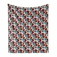 thumbnail image 1 of Botanical Soft Flannel Fleece Blanket, Print of Meadow Beauty Along Poppy Cornflower Lily Blooming Branches Blossom, Cozy Plush for Indoor and Outdoor Use, 50" x 70", Red and Purple, by Ambesonne, 1 of 5
