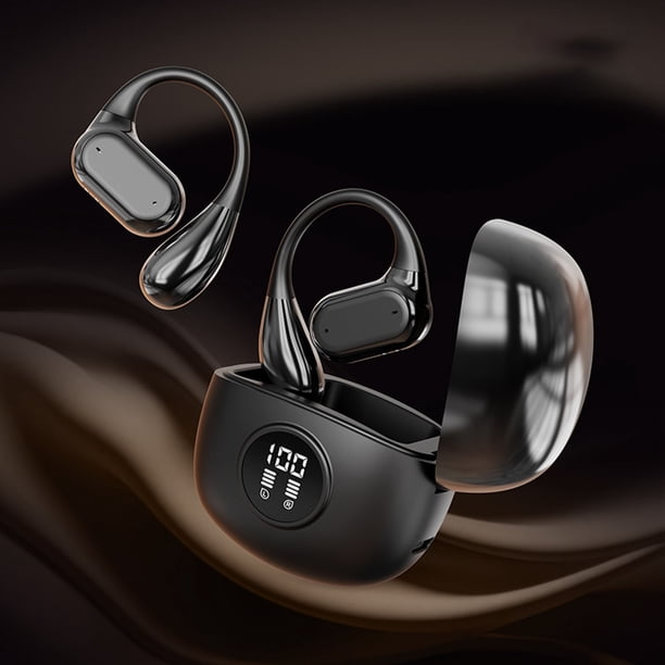 Auriculares Bluetooth de oído abierto | BT5.4 Auriculares deportivos inalámbricos colgantes | Pantalla digital | Micrófono con cancelación de ruido | Controladores de 14,2 mm | Tipo C | 4 horas de