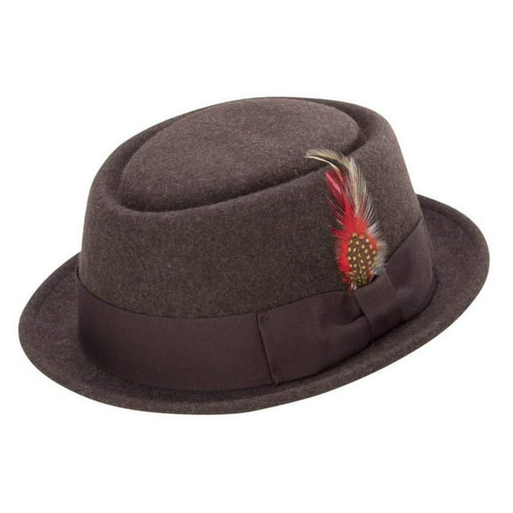 Montique Men's Brown Soft Rabbit Wool Snap Brim Pork Pie Teardrop Dent Hat H52