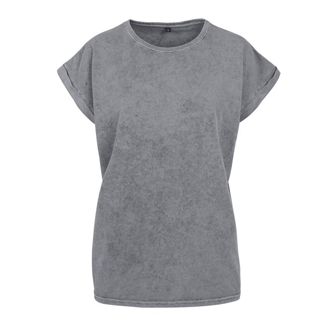Build Your Brand - Camiseta Lavado Ácido para Mujer (Asfalto)