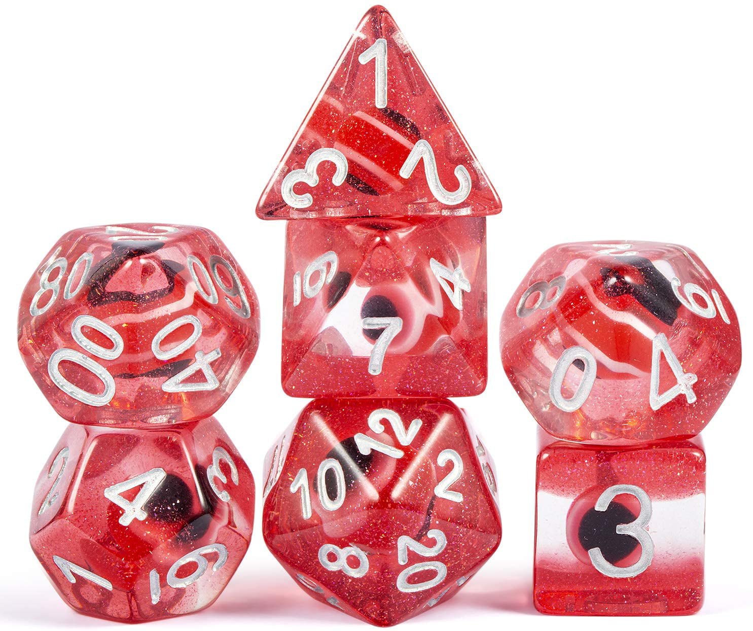 D10 Red Ten Sided Artificial Gem Dice for RPG Games Accessory Set of 10 Dice 