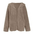 thumbnail image 6 of XDDLITP Womens Oversized Sherpa Hoodies Fuzzy Fleece Solid Color Cardigan Long Sleeve Oversized Hooded Sweatshirt Comfy Winter Outerwear with Pockets,Brown 2XL, 6 of 6
