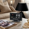 thumbnail image 2 of REGALWOVEN Electric Alarm Clock, Weather Forecast, Battery Backup, Simple Operation for Bedroom Black 5.9"L x 2.2"W x 4.7"H, 2 of 6