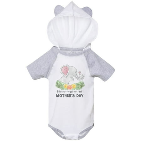 

Inktastic I ll Never Forget Our 1st Mother s Day Elephant Family Gift Baby Boy or Baby Girl Bodysuit