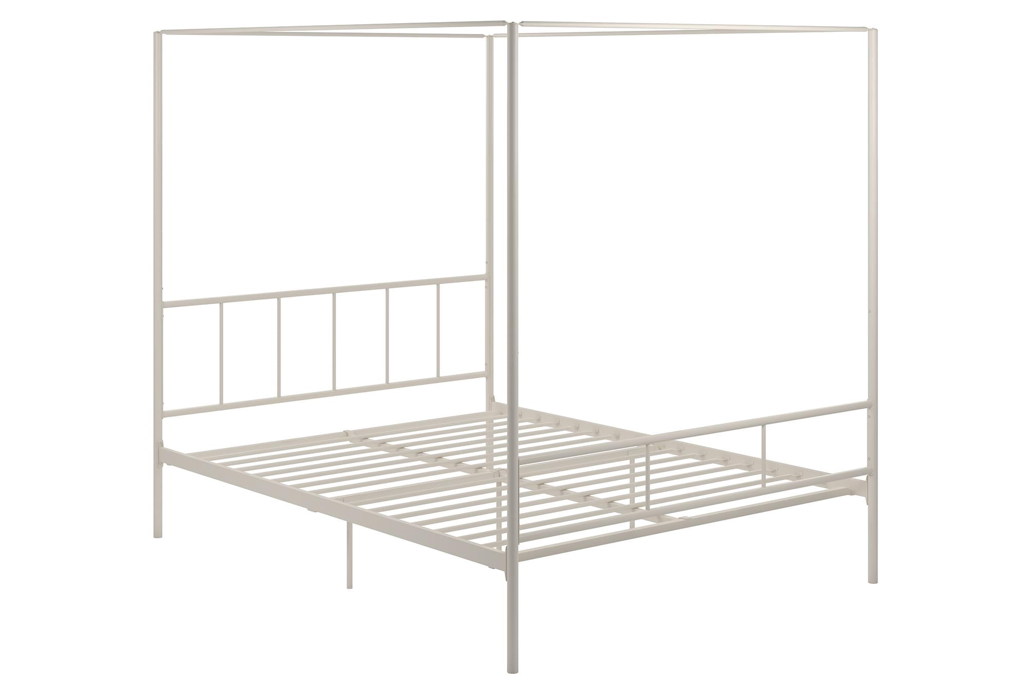 Novogratz Marion Metal Canopy Platform Bed Frame, Full, Off White