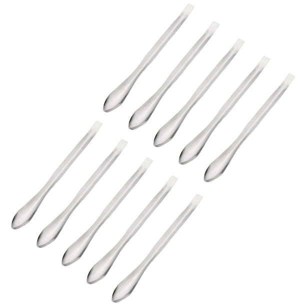 Uxcell 125mm Stainless Steel Micro Scoop Reagent Sample Spoon 10 Pack