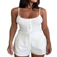thumbnail image 3 of OUSITAID Women‘s Summer Skinny Sling Vest Solid Color Sleeveless Backless Ribbed Button Tops, 3 of 6
