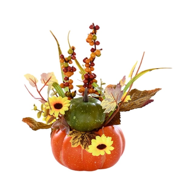Calabaza Artificial Macarena Calabazas Falsas con Flores Centro de Mesa de Otoño Estilo A