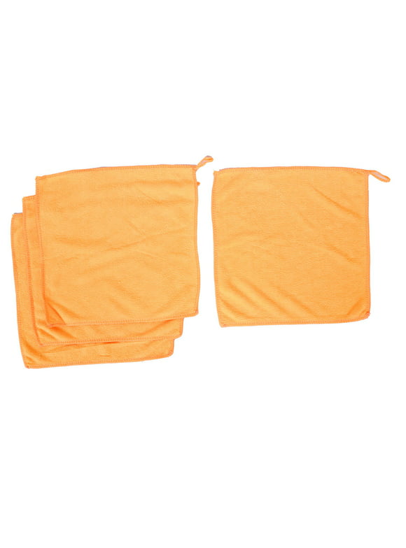 PiccoCasa Home Microfiber Water Absorbent Hands Towel Washcloth 12"x12" Yellow 4pcs