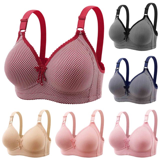 SYVGVA Womens Bra And Underwear For Women Adjustable Thin Gathered Bra No Steel Rings Comfortable Daily Support,Wine,XXL