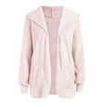 thumbnail image 5 of YDFCWXW Womens Long Sleeve Solid Fuzzy Fleece Open Front Hooded Cardigans Jacket Coats Outerwear with Pocket 2025 Winter Pink, S, 5 of 5