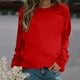 thumbnail image 4 of Qucoqpe - Sudadera informal de manga larga para mujer, cuello redondo, bonito jersey de color liso, tops holgados, ropa de otoño en liquidación, 4 of 5