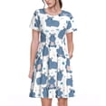 thumbnail image 1 of Easygdp Cute Hippos para Vestido Transpirable de Mujer, Vestido Suelto de Manga Corta con Pliegues y Bolsillos para el Verano, 1 of 6