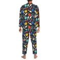 thumbnail image 7 of Salouo Bowling Ball Print Button-Front Long Sleeve Pajama Set for Men, Soft 2Pjs Men's Long Sleeve Sleepwear -Medium, 7 of 7