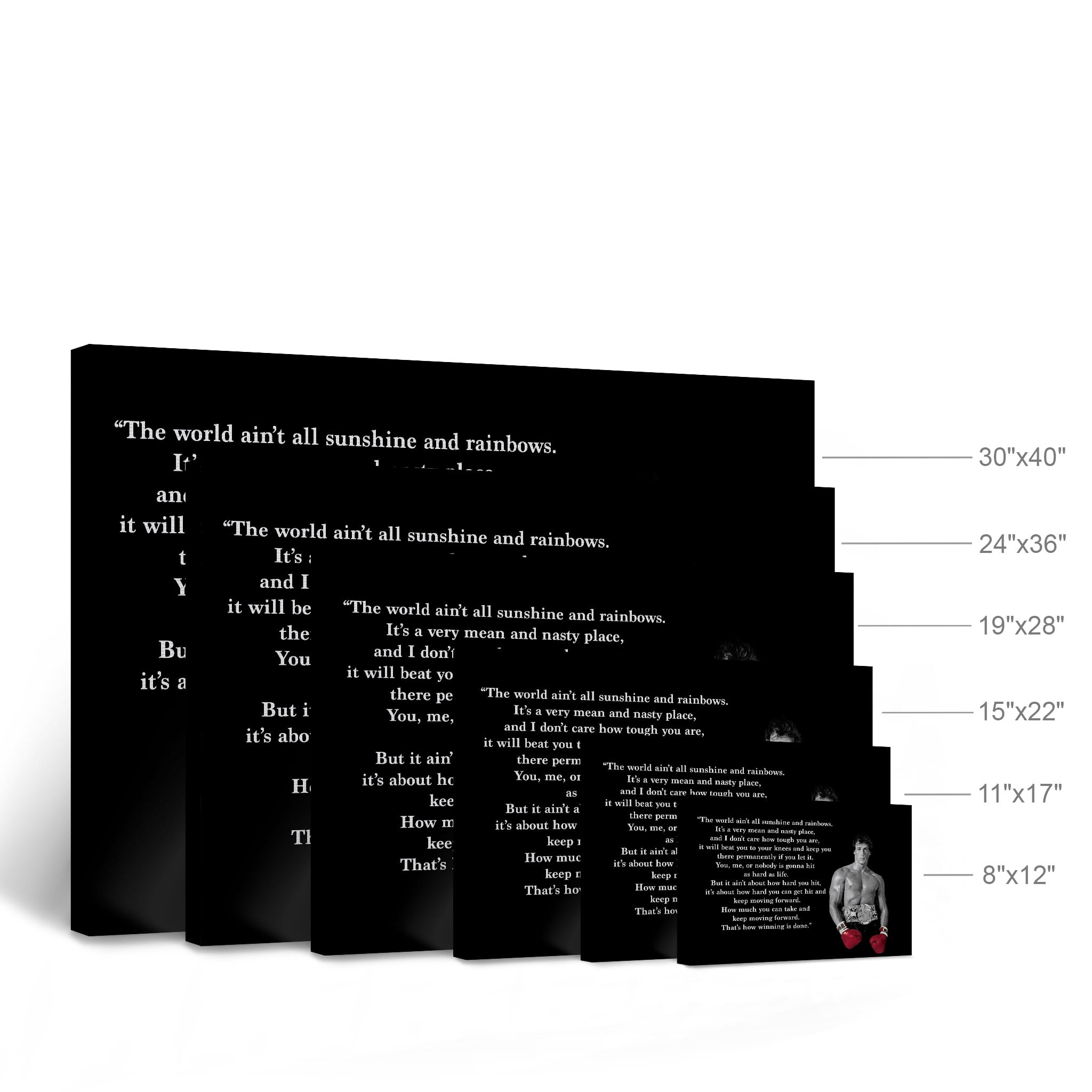 ROCKY BALBOA Quote Stretched Canvas Box ~ More Size