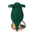 thumbnail image 2 of BLISSFUL STEP Women's Strappy Open Toe Kitten Ankle Heels Sandals Green 6, 2 of 7