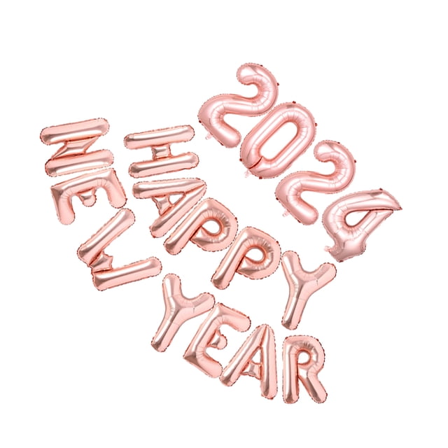 Maytalsory Safe And Easy Inflation Foil Happy New Year Balloon Enjoy Stress-free Party Rose Gold 1Set