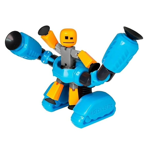 Zing Stikbot Megabots - MegaBot with Stikbot - Poseable Collectible Stop Motion Action Figures and Mega Vehicle Combo Pack - Age 4  (Blue (Avalanche)   Orange Stikbot)