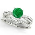 thumbnail image 5 of 1.20 Ct Halo Emerald & Diamond Engagement Rings - Bridal Set - 14K Gold, 5 of 11